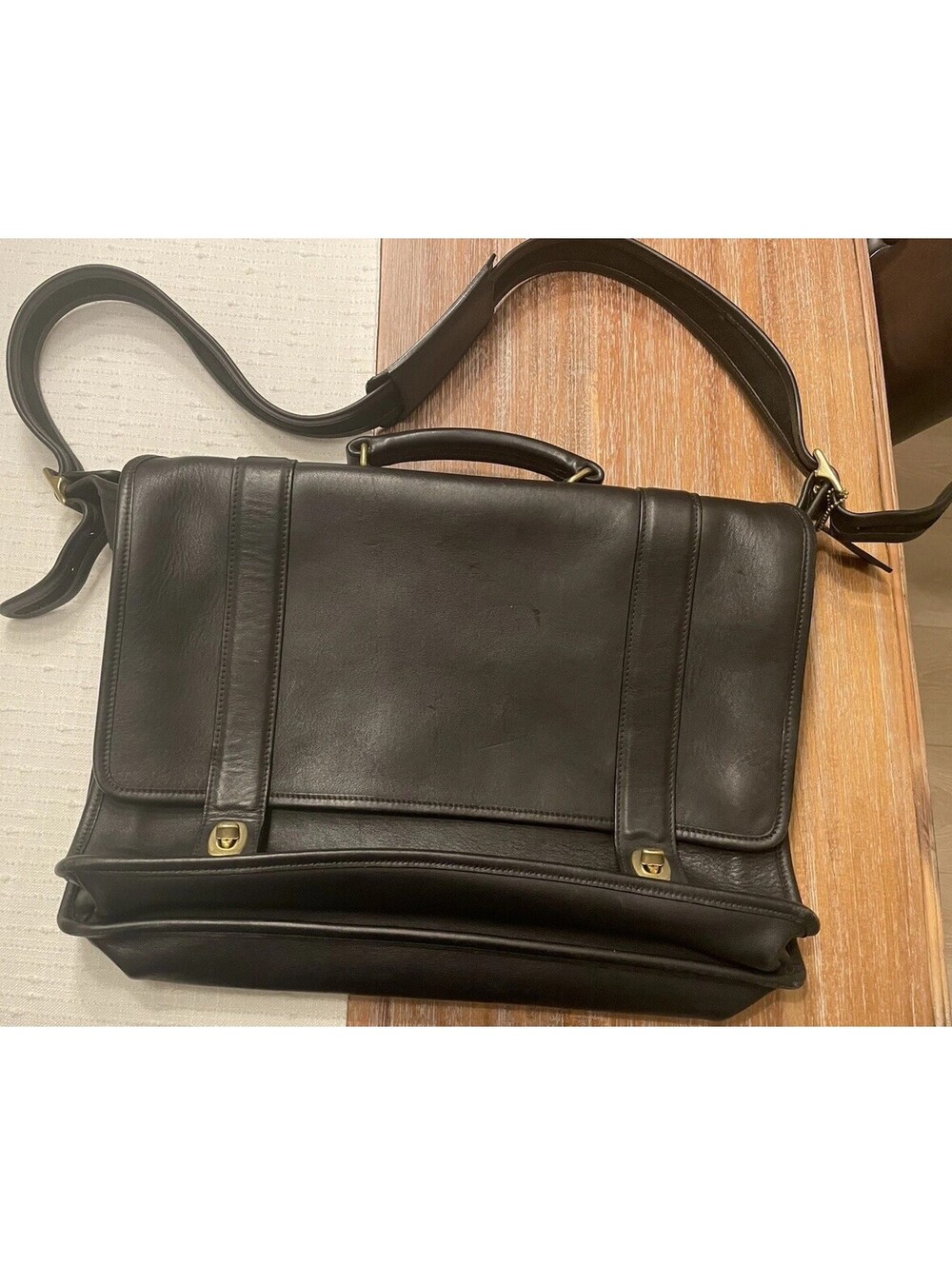 Coach Black Leather Essex Briefcase Messenger Bag No G33-5274